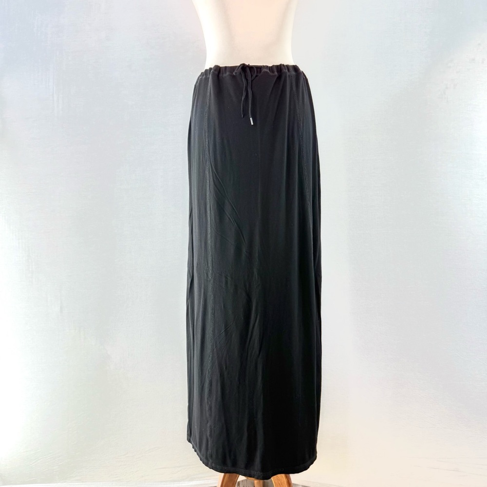 Vittadini Black Viscose Stretch Tie Waist Maxi Skirt
